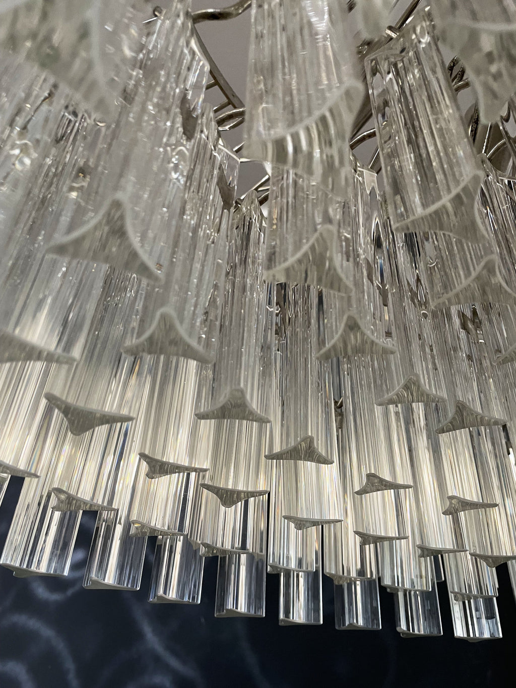 Mid-Century Murano Chandelier | Punto di Luce |  265 Clear Prism Glass