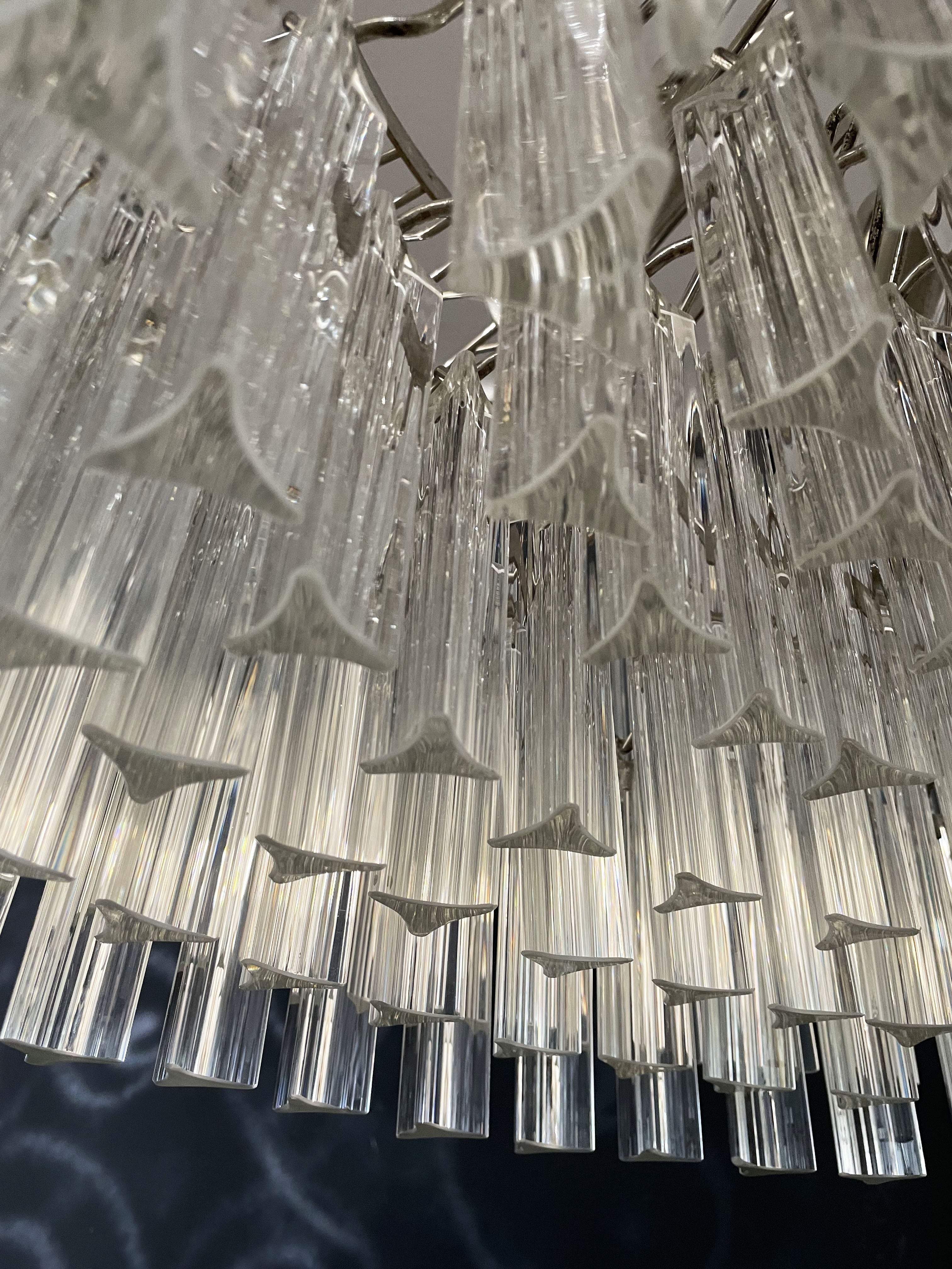 Mid-Century Murano Chandelier | Punto di Luce |  265 Clear Prism Glass