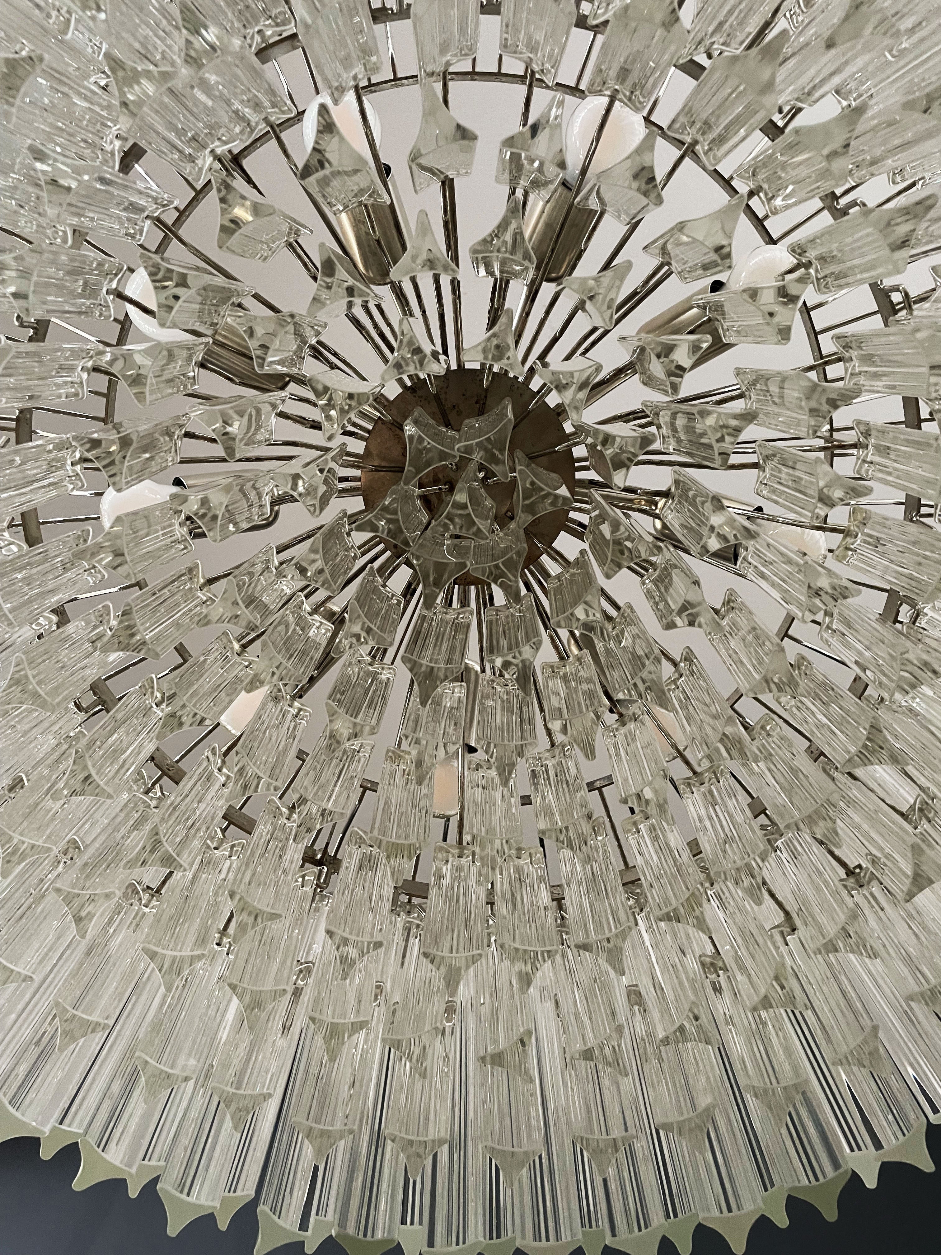 Mid-Century Murano Chandelier | Punto di Luce |  265 Clear Prism Glass