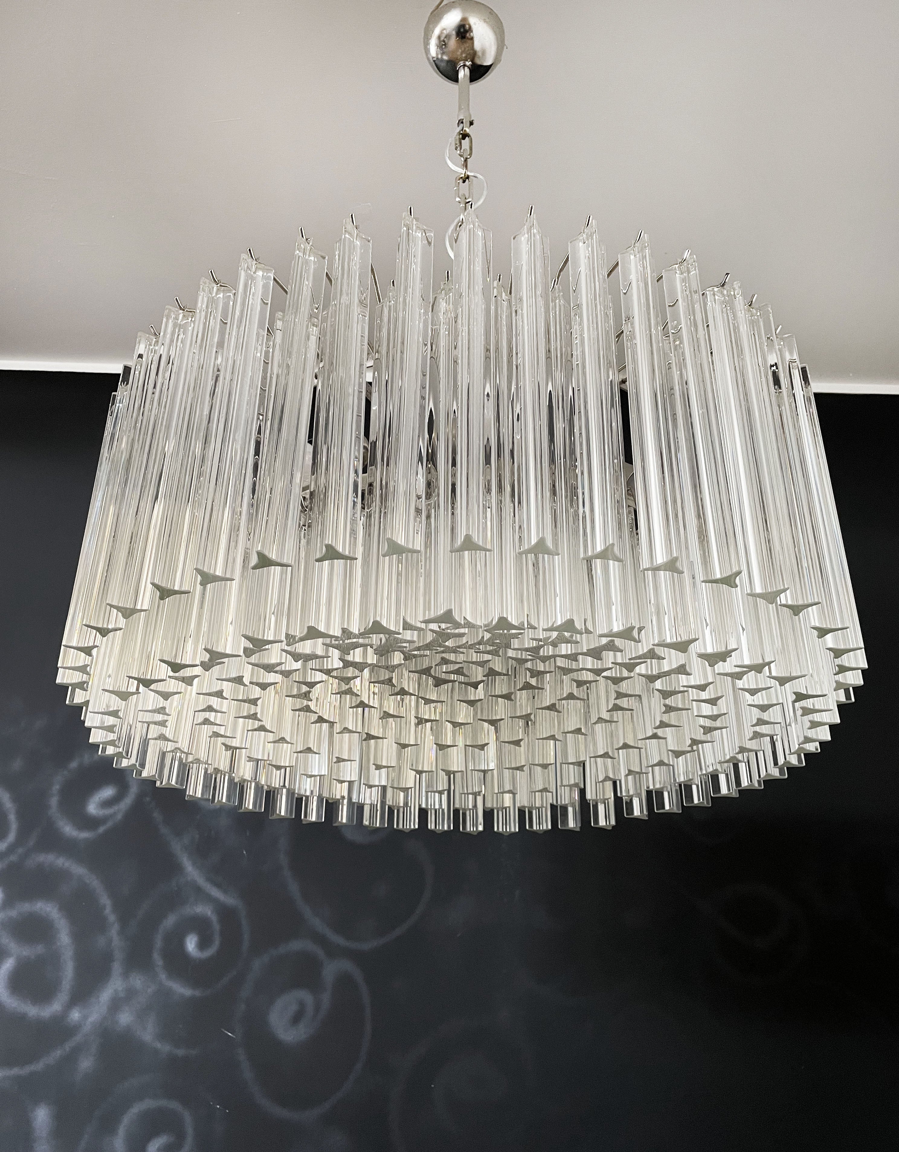 Mid-Century Murano Chandelier | Punto di Luce |  265 Clear Prism Glass