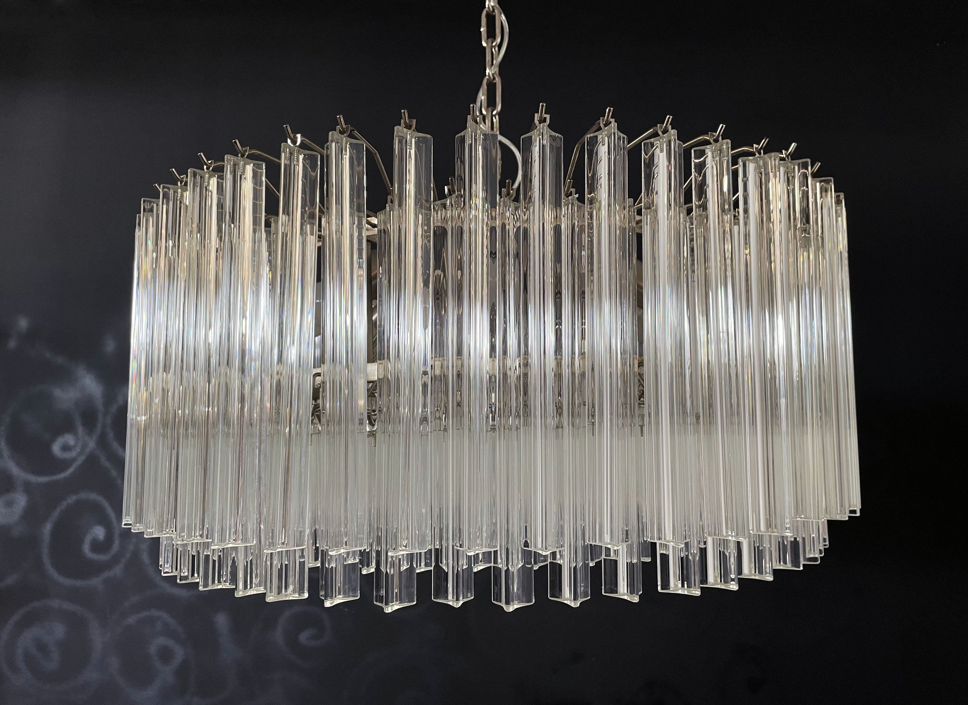 Mid-Century Murano Chandelier | Punto di Luce |  265 Clear Prism Glass