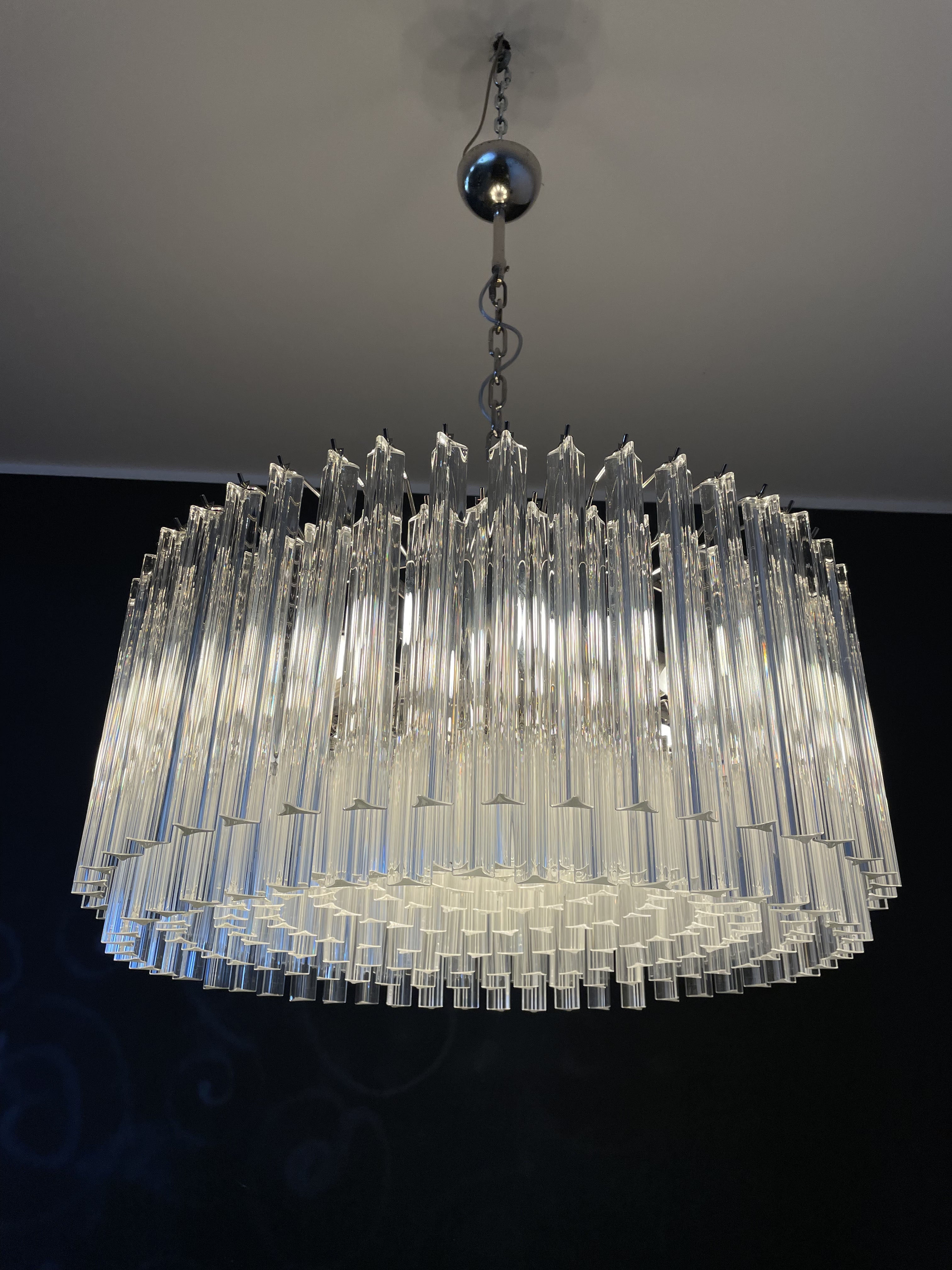 Mid-Century Murano Chandelier | Punto di Luce |  265 Clear Prism Glass