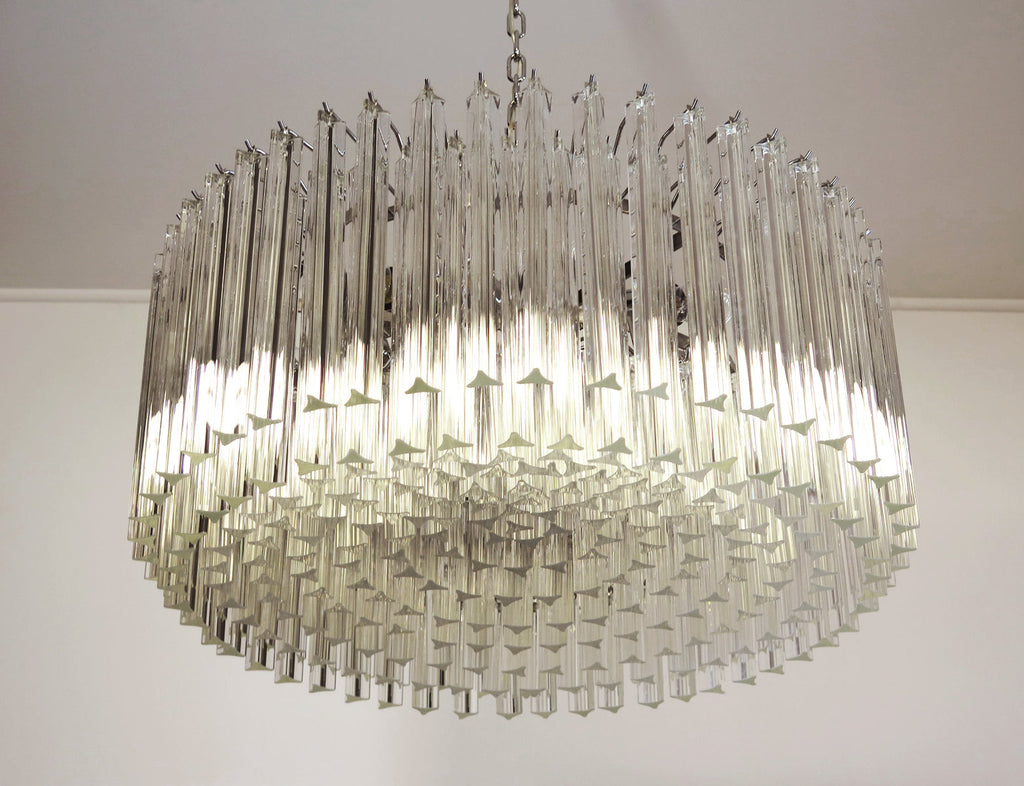 Mid-Century Murano Chandelier | Punto di Luce |  265 Clear Prism Glass