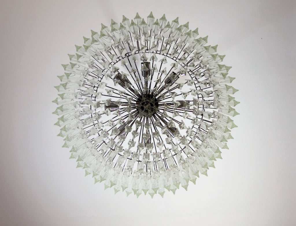 Mid-Century Murano Chandelier | Punto di Luce |  265 Clear Prism Glass