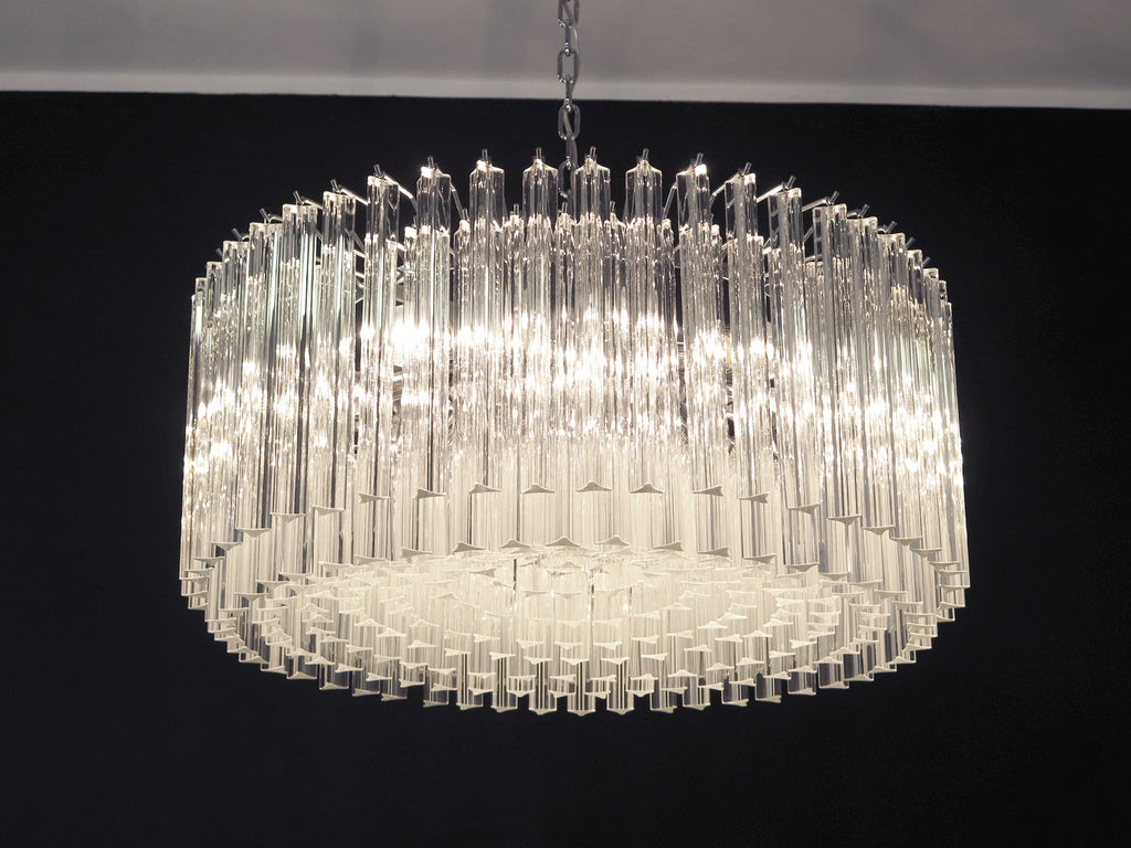 Mid-Century Murano Chandelier | Punto di Luce |  265 Clear Prism Glass