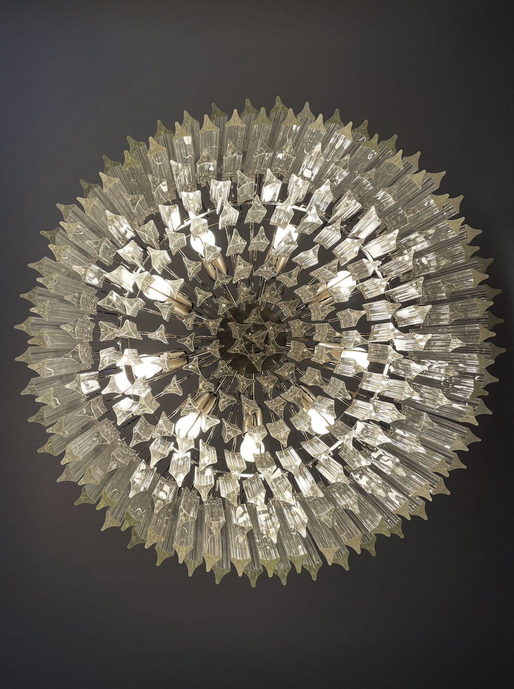 Mid-Century Murano Chandelier | Punto di Luce |  265 Clear Prism Glass