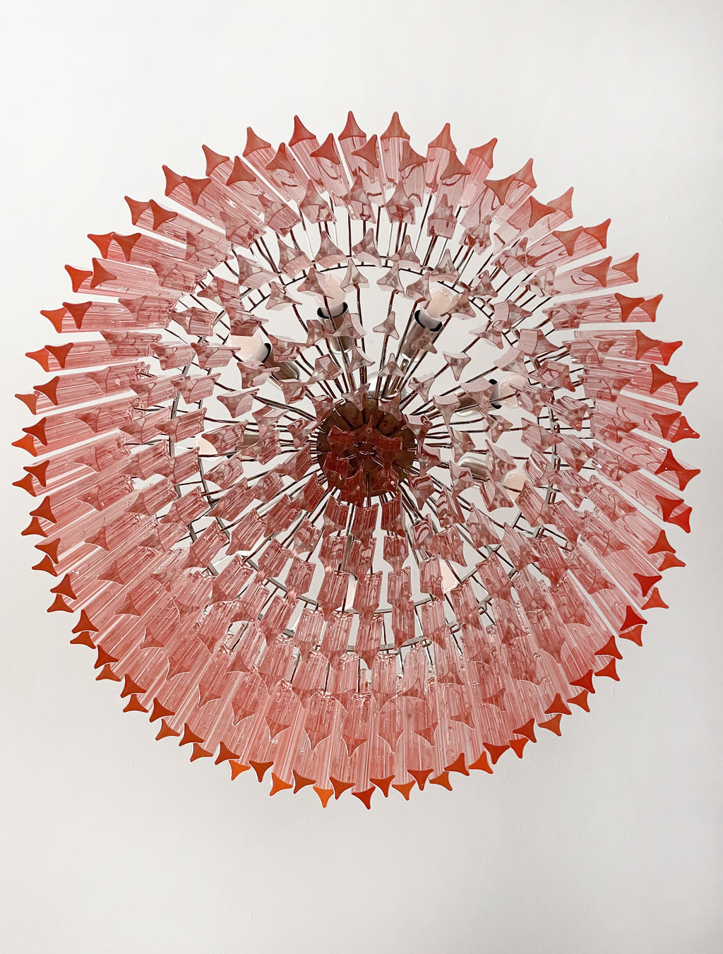 Mid-Century Murano Chandelier | Punto di Luce |  265 Pink Prism Glass