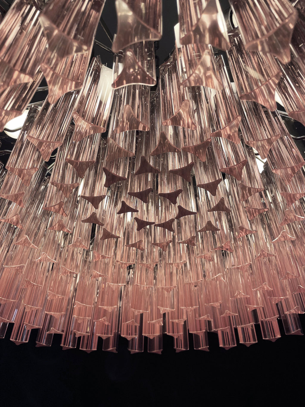 Mid-Century Murano Chandelier | Punto di Luce |  265 Pink Prism Glass