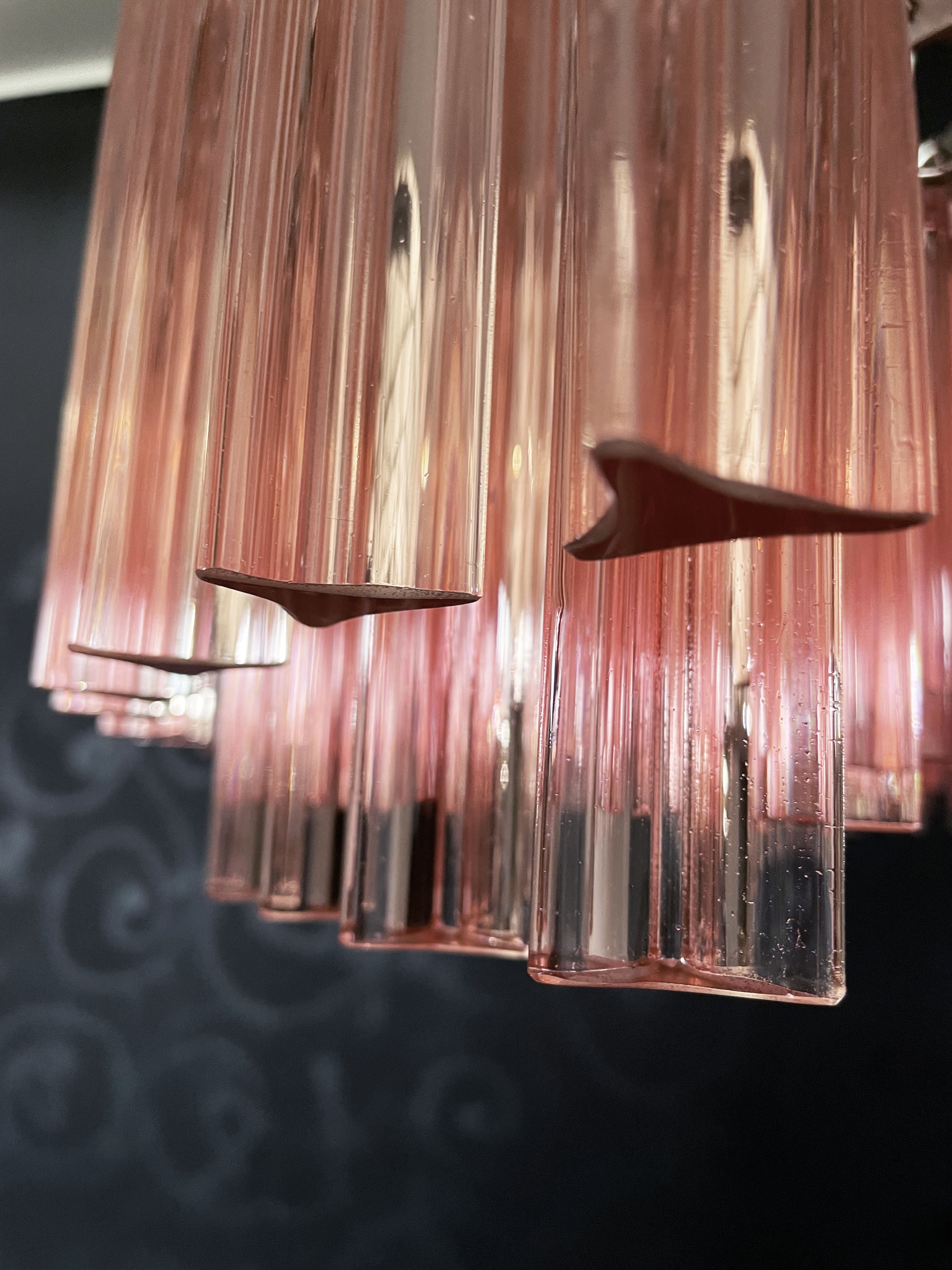 Mid-Century Murano Chandelier | Punto di Luce |  265 Pink Prism Glass