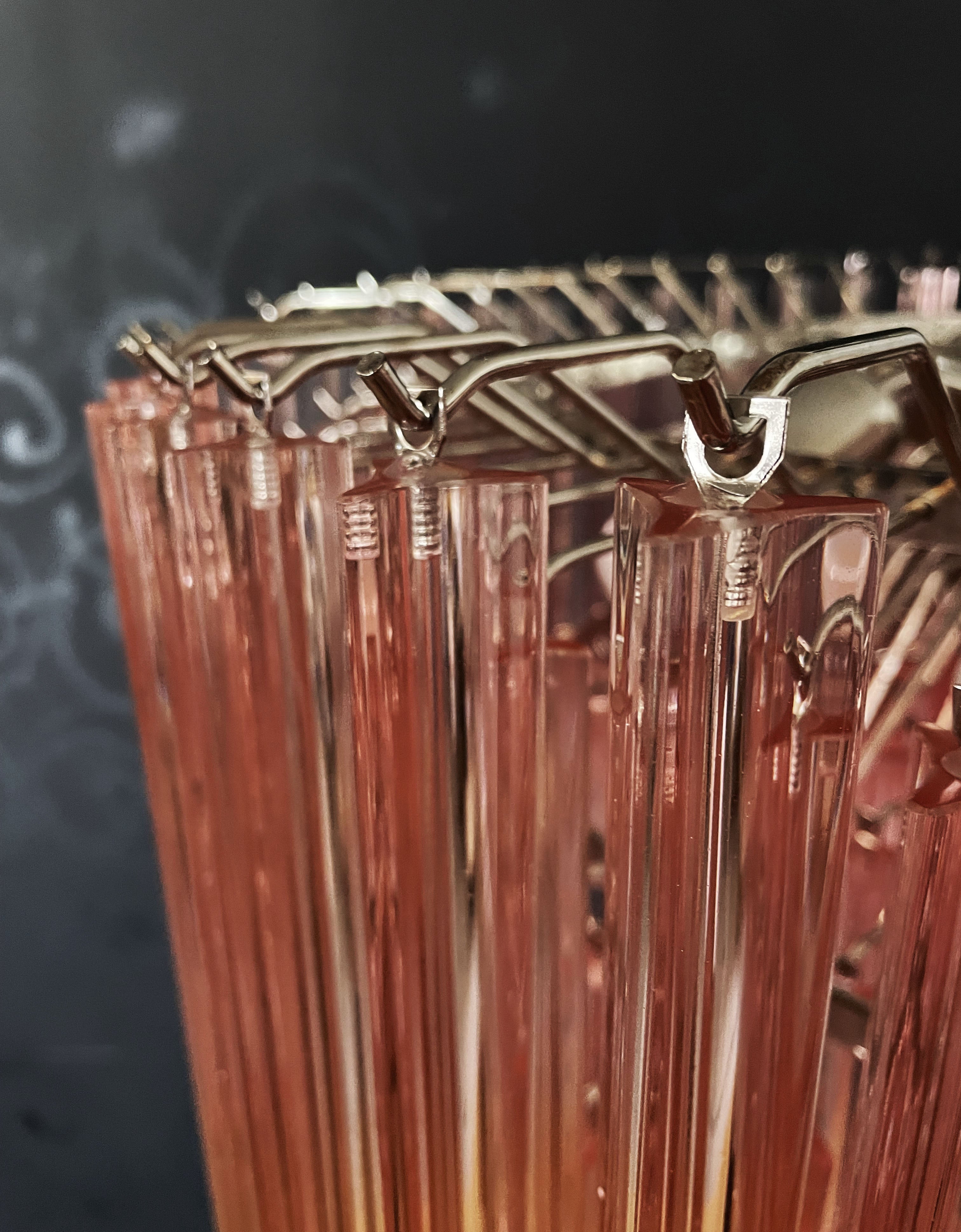 Mid-Century Murano Chandelier | Punto di Luce |  265 Pink Prism Glass