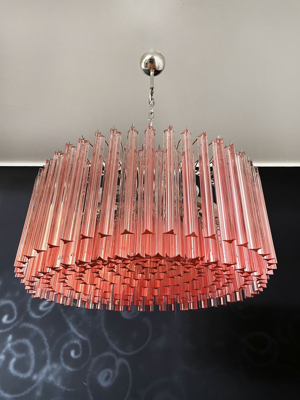 Mid-Century Murano Chandelier | Punto di Luce |  265 Pink Prism Glass