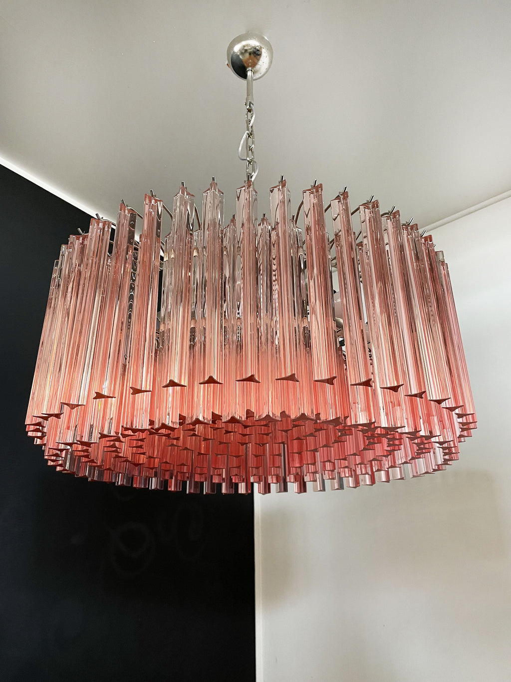 Mid-Century Murano Chandelier | Punto di Luce |  265 Pink Prism Glass