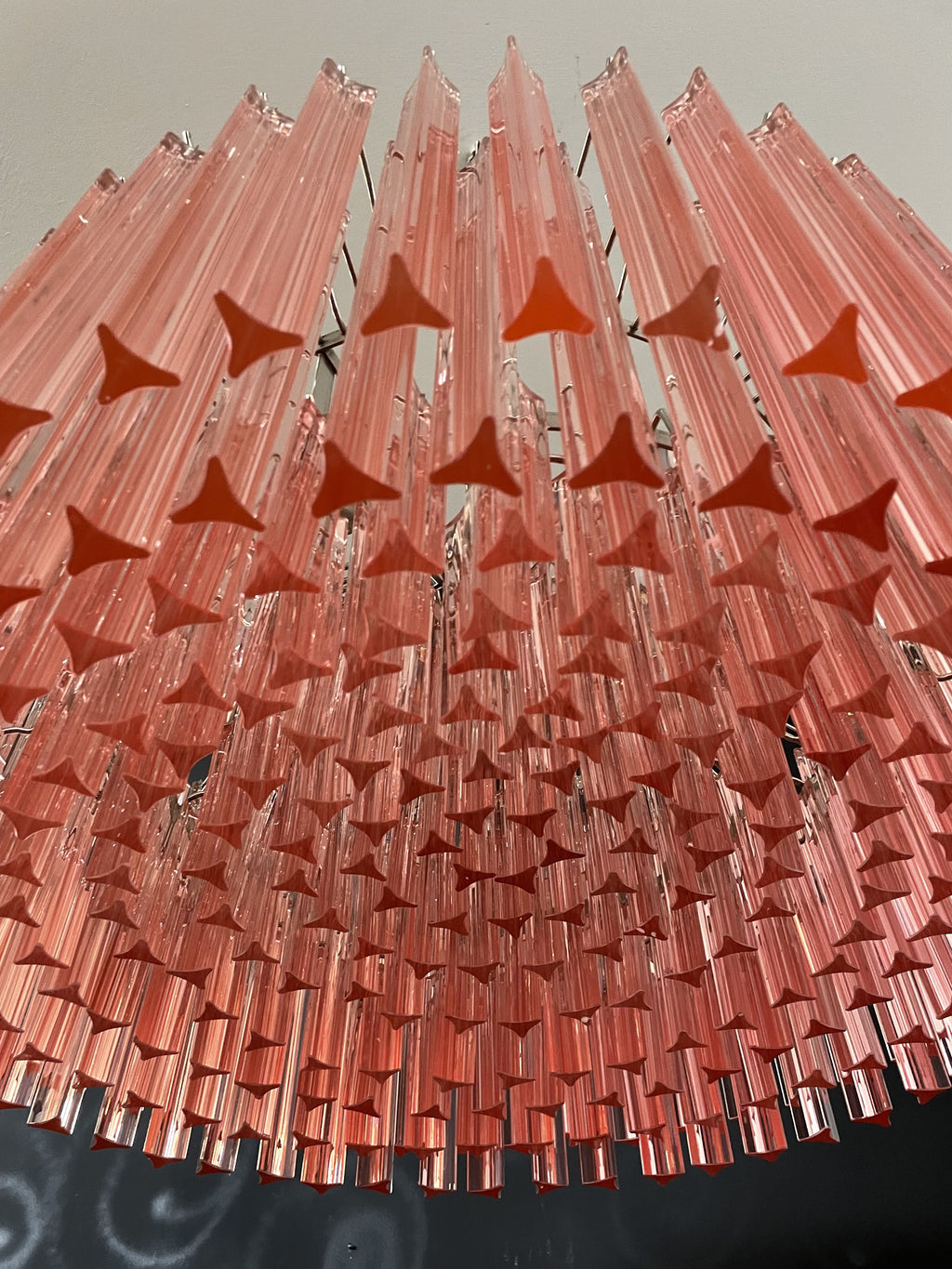 Mid-Century Murano Chandelier | Punto di Luce |  265 Pink Prism Glass