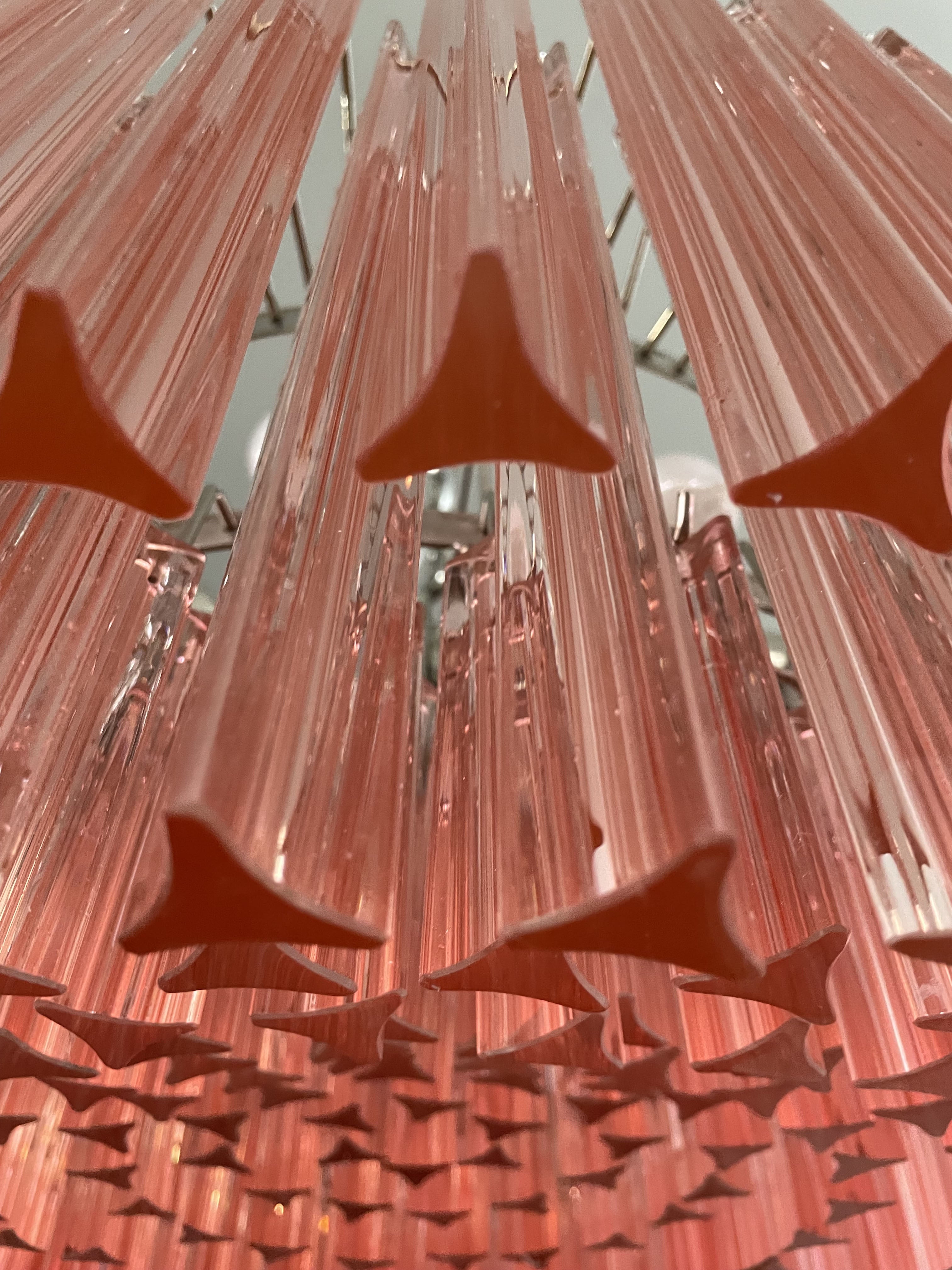 Mid-Century Murano Chandelier | Punto di Luce |  265 Pink Prism Glass