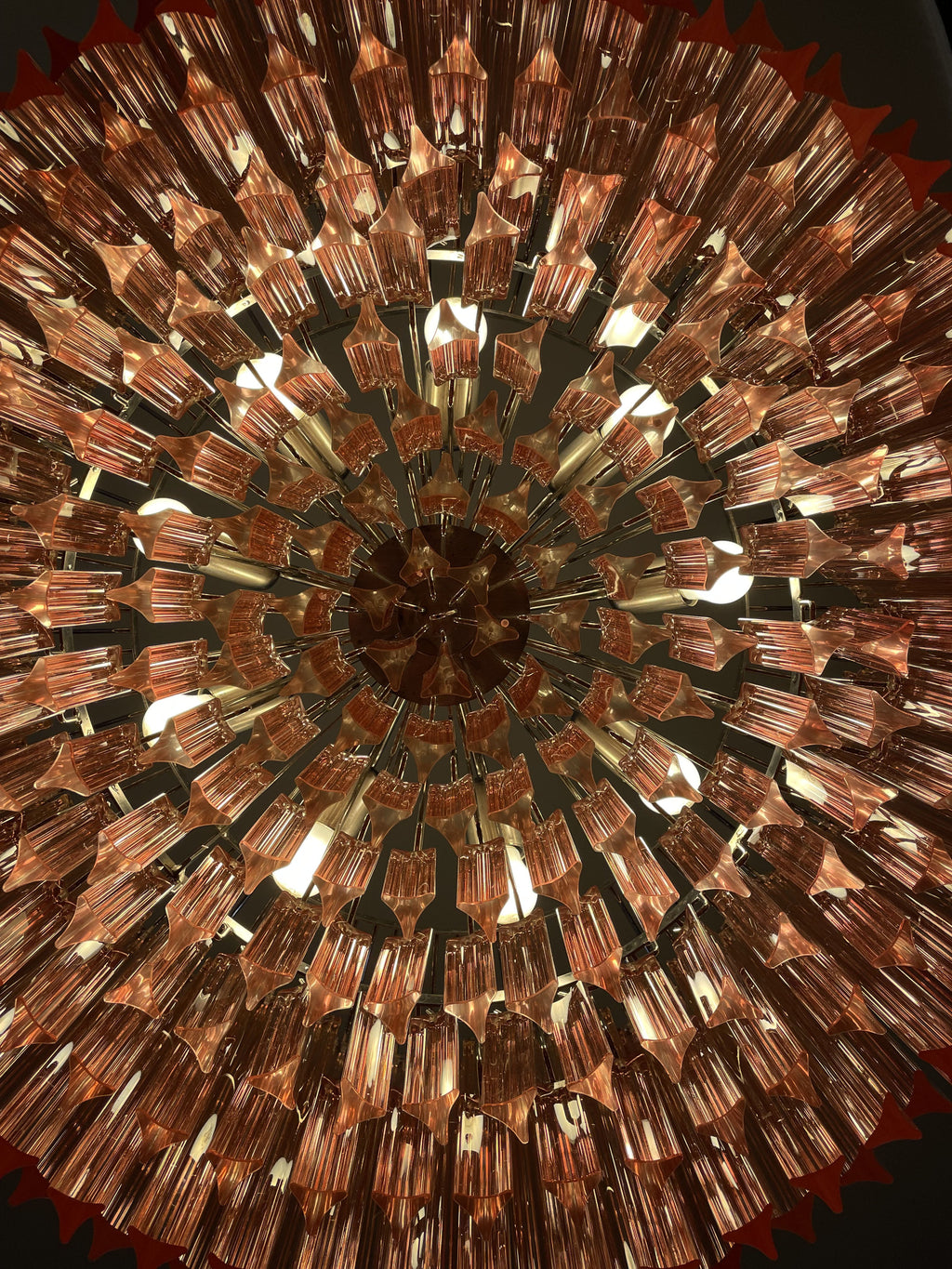 Mid-Century Murano Chandelier | Punto di Luce |  265 Pink Prism Glass