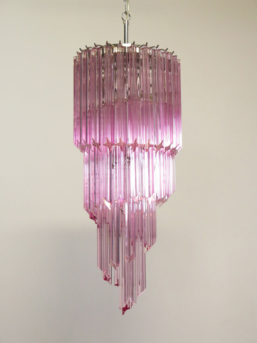 Mid-Century Murano Chandelier | Punto di Luce |  54 Pink Prism Glass