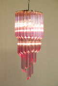 Mid-Century Murano Chandelier | Punto di Luce |  54 Pink Prism Glass