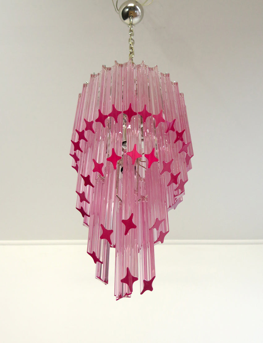 Mid-Century Murano Chandelier | Punto di Luce |  54 Pink Prism Glass