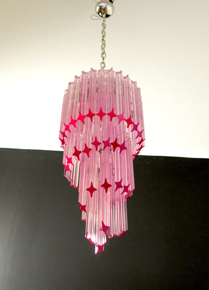 Mid-Century Murano Chandelier | Punto di Luce |  54 Pink Prism Glass