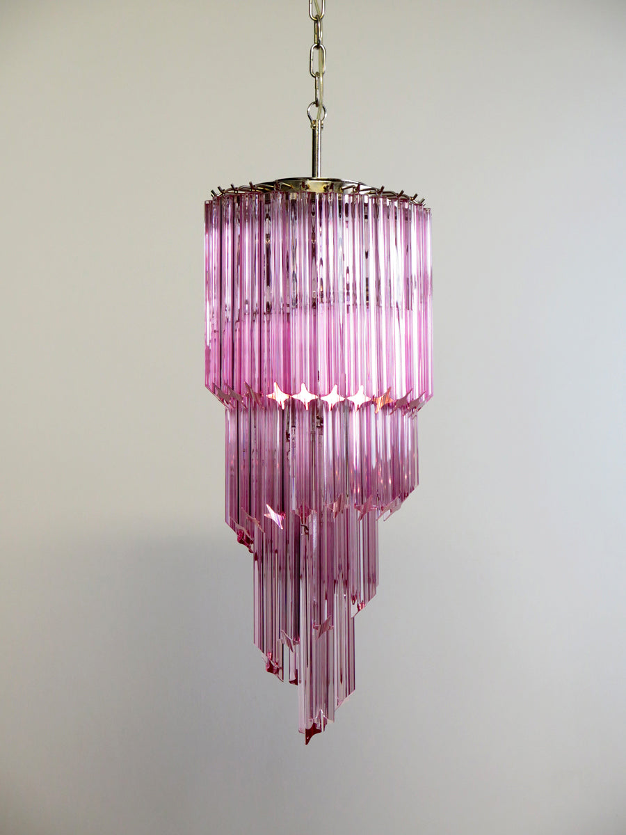 Mid-Century Murano Chandelier | Punto di Luce |  54 Pink Prism Glass