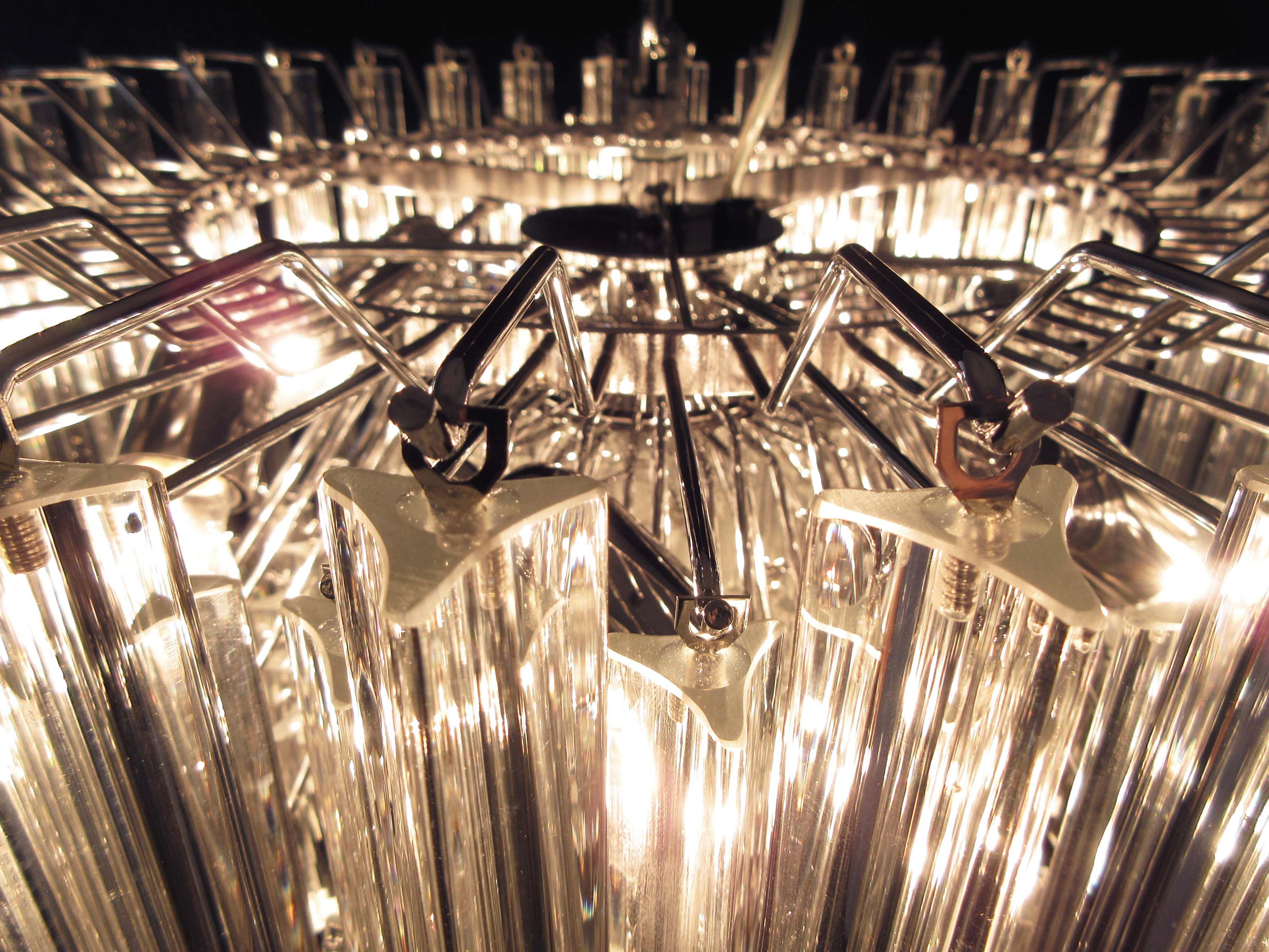 Mid-Century Murano Chandelier | Punto di Luce |  163 Clear Prism Glasses