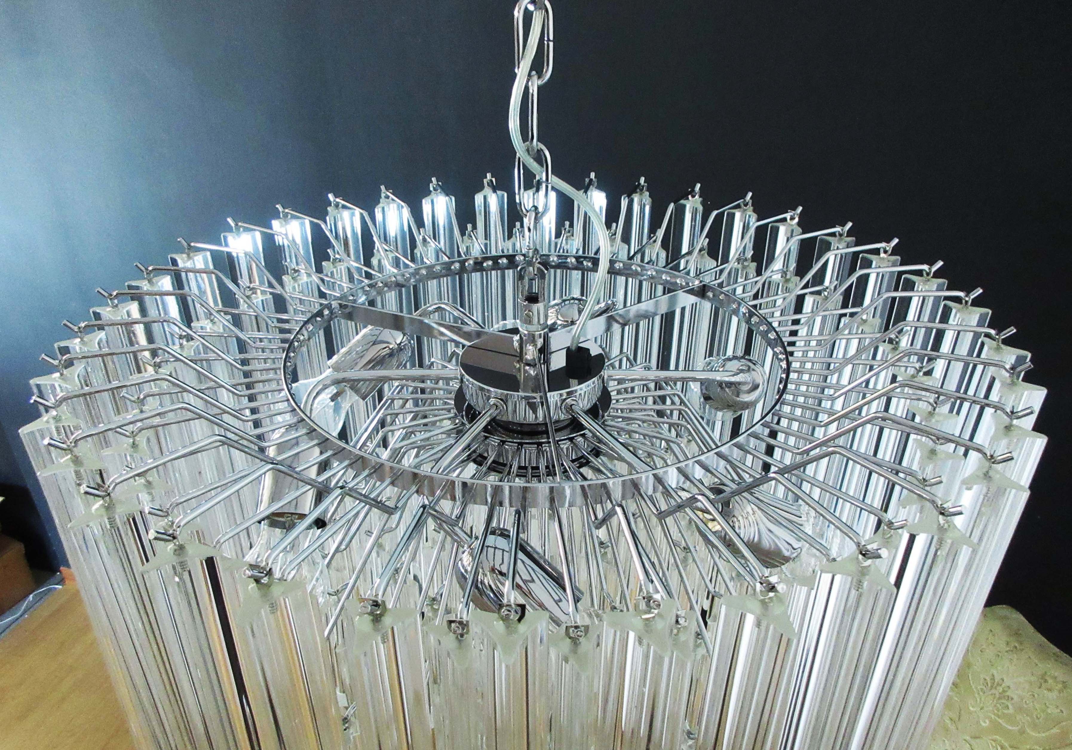 Mid-Century Murano Chandelier | Punto di Luce |  163 Clear Prism Glasses