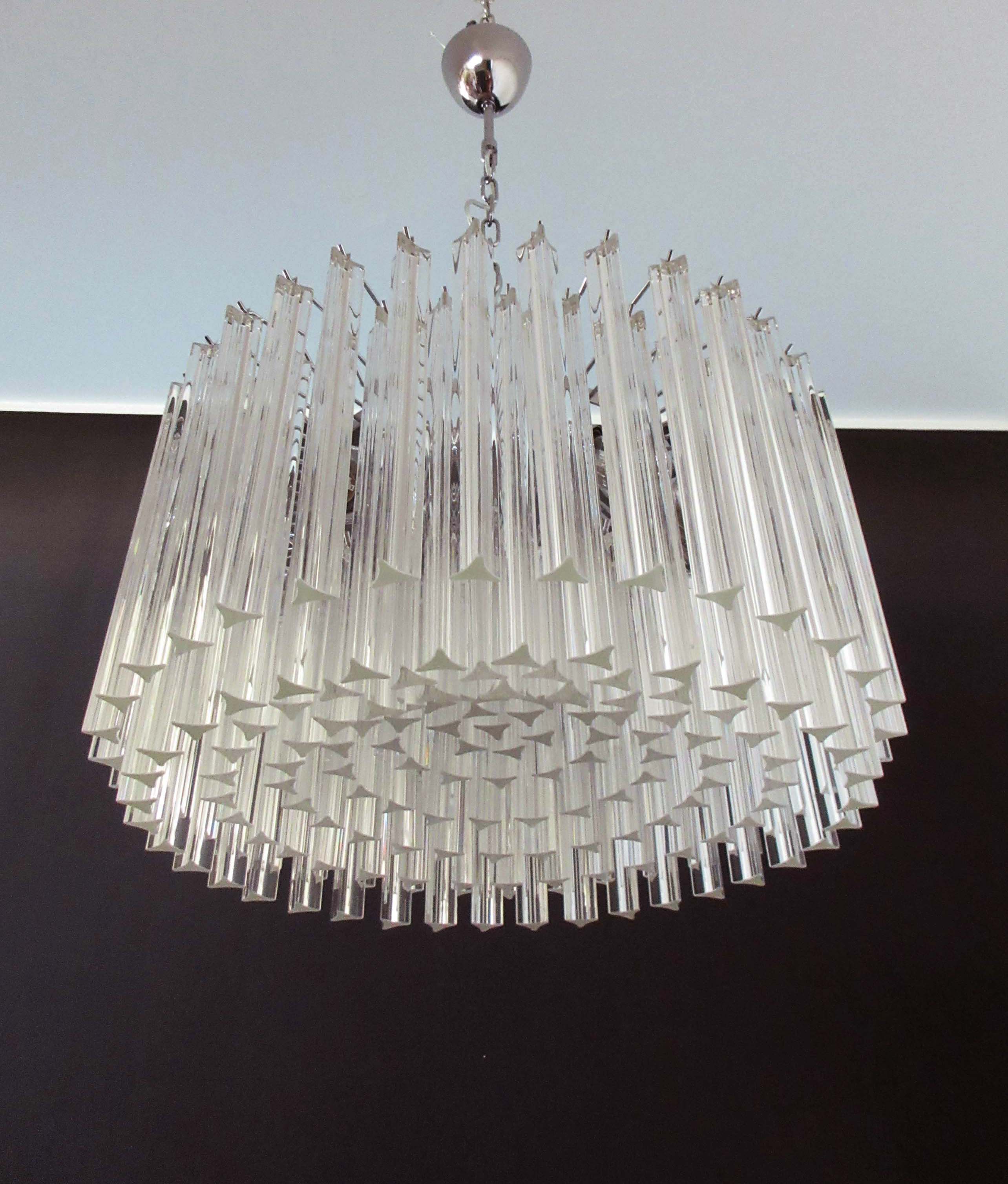 Mid-Century Murano Chandelier | Punto di Luce |  163 Clear Prism Glasses