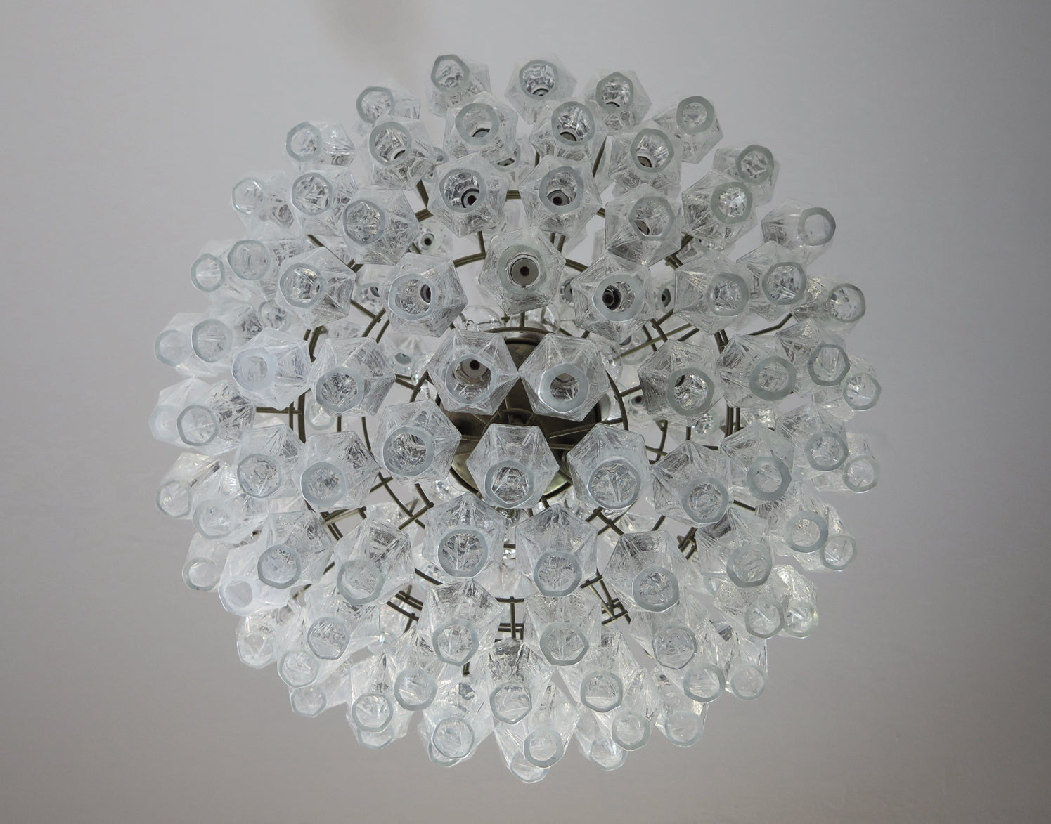 Mid-Century Murano Chandelier | Punto di Luce |  140 Iris Clear Poliedri Glass