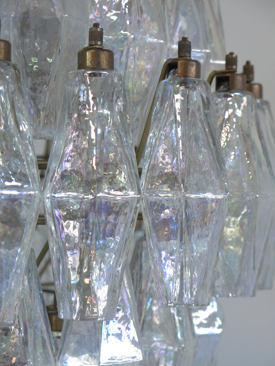 Mid-Century Murano Chandelier | Punto di Luce |  140 Iris Clear Poliedri Glass