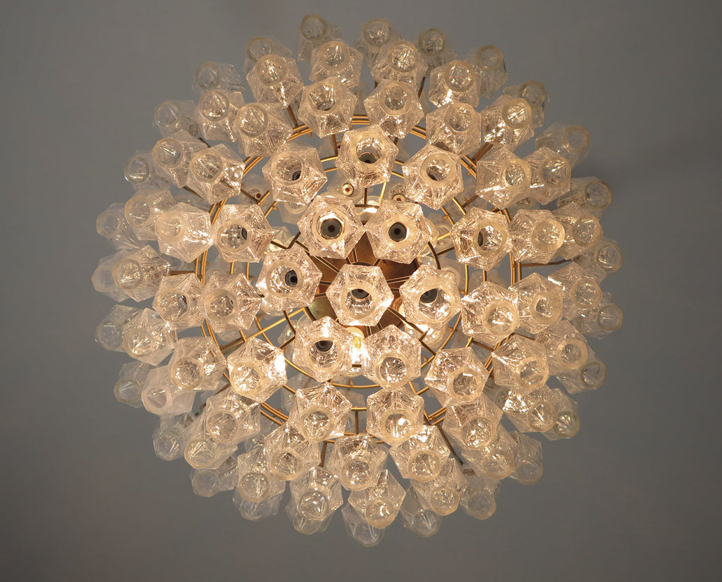 Mid-Century Murano Chandelier | Punto di Luce |  140 Iris Clear Poliedri Glass