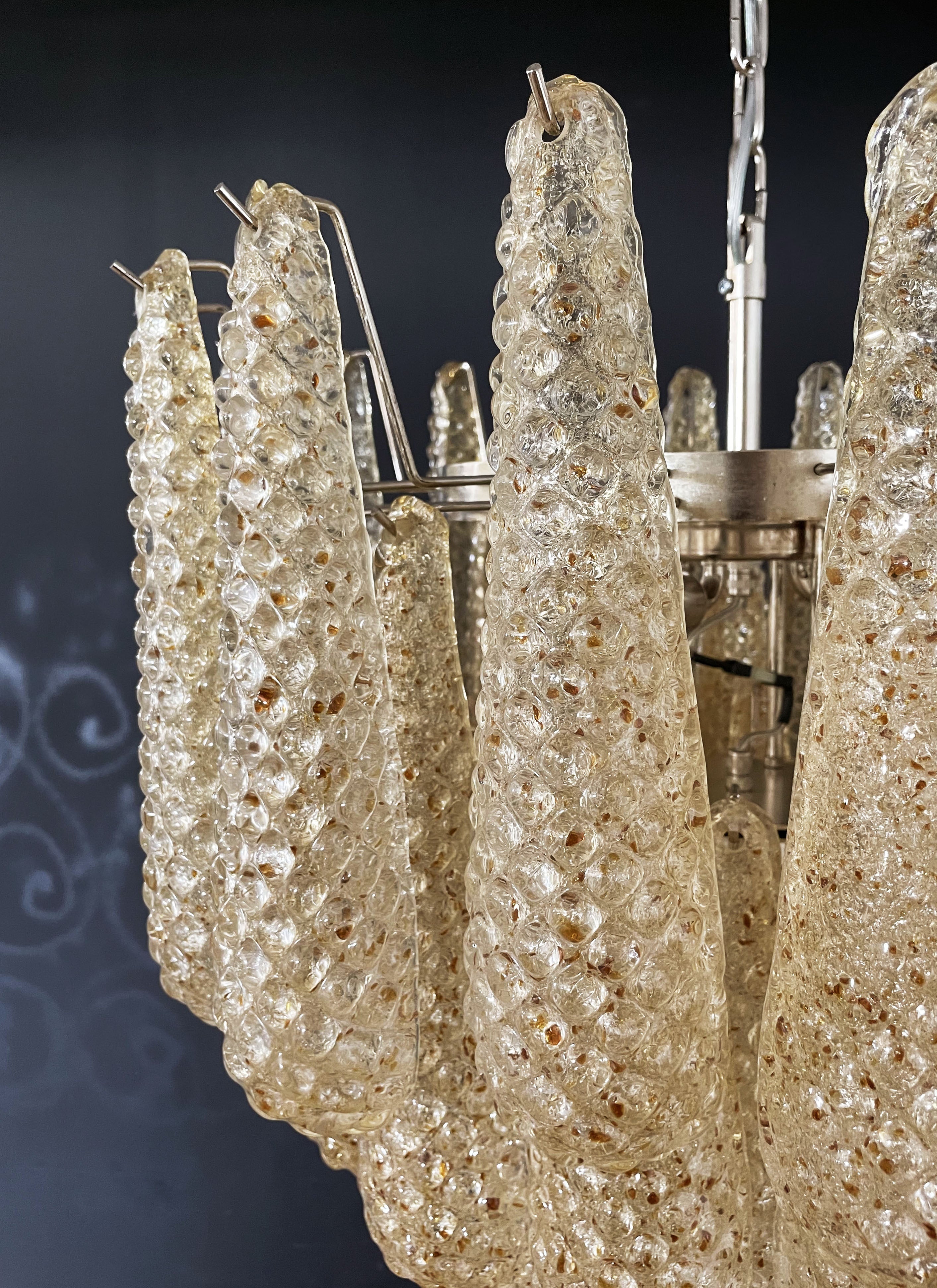 Mid-Century Murano Chandelier | Punto di Luce |  52 Yellow Drop Glasses