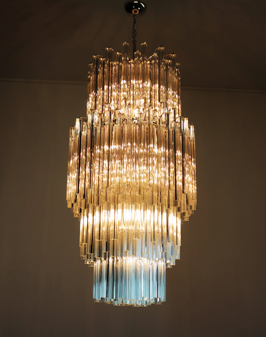 Mid-Century Murano Chandelier | Punto di Luce |  242 Clear Prism Glass