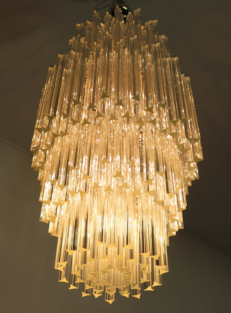 Murano-Kronleuchter aus der Mitte des Jahrhunderts | Punto di Luce | 242 Klares Prismenglas