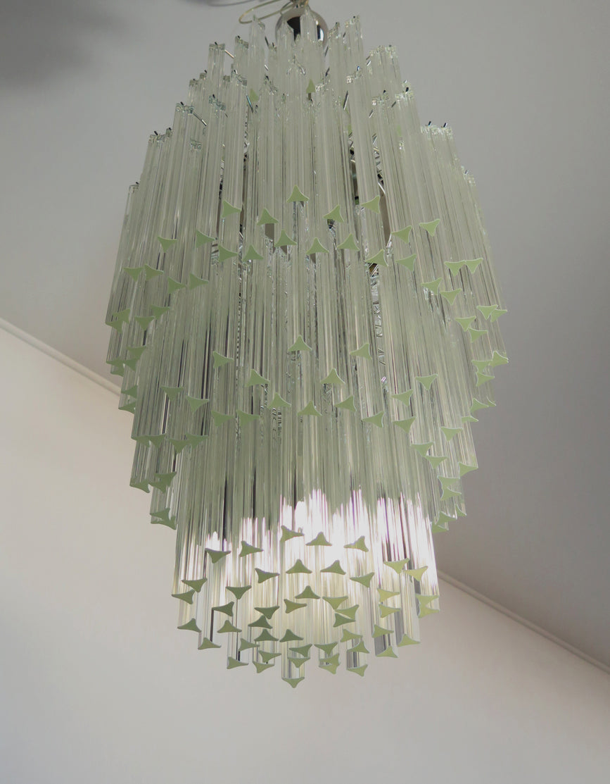 Mid-Century Murano Chandelier | Punto di Luce |  242 Clear Prism Glass