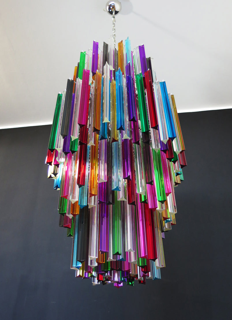 Mid-Century Murano Chandelier | Punto di Luce |  242 Multicolored Prism Glasses