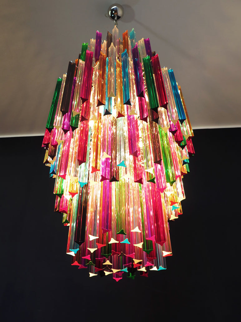 Mid-Century Murano Chandelier | Punto di Luce |  242 Multicolored Prism Glasses