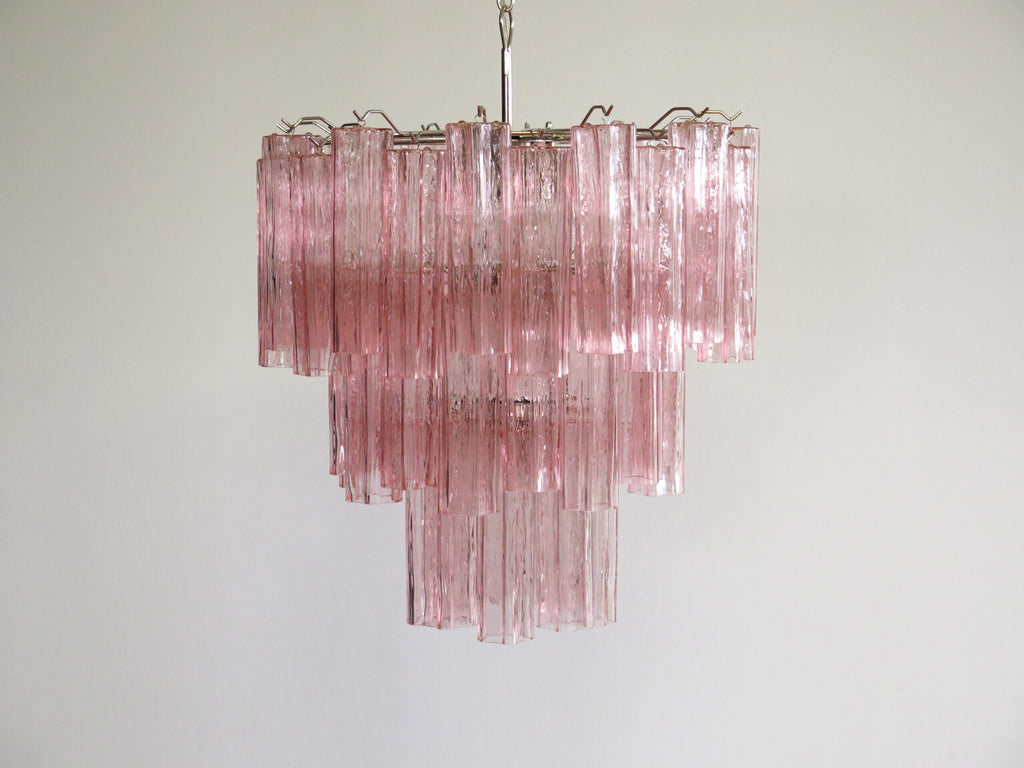 Mid-Century Murano Chandelier | Punto di Luce |  48 Pink Glass Tubes