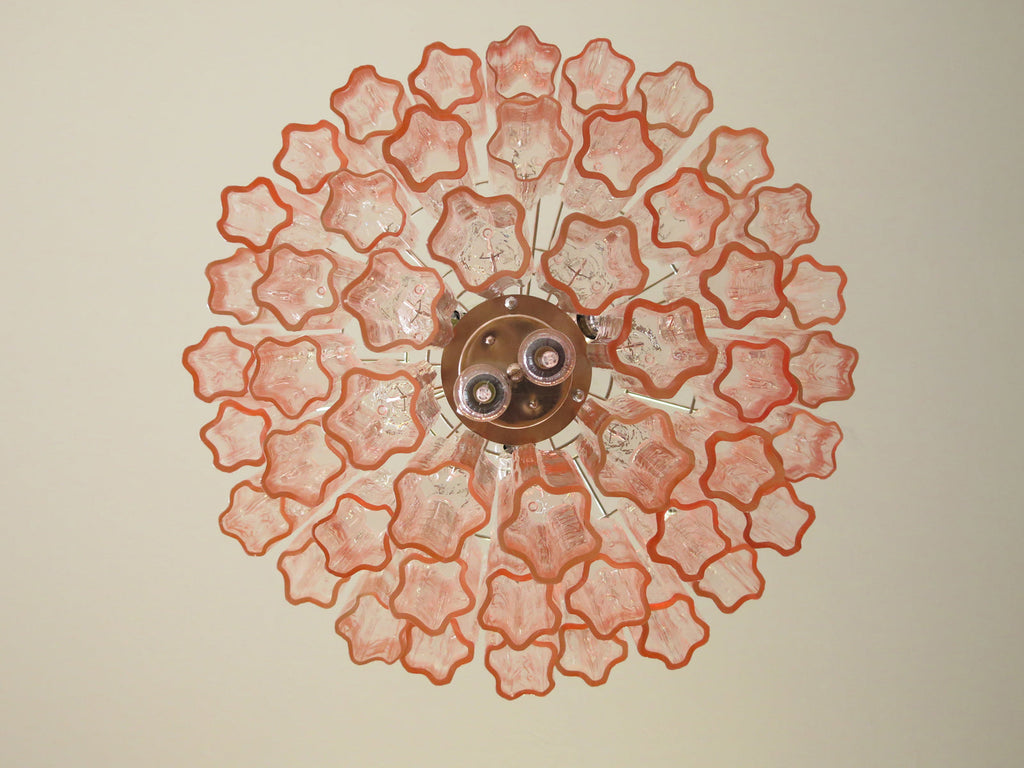 Mid-Century Murano Chandelier | Punto di Luce |  48 Pink Glass Tubes