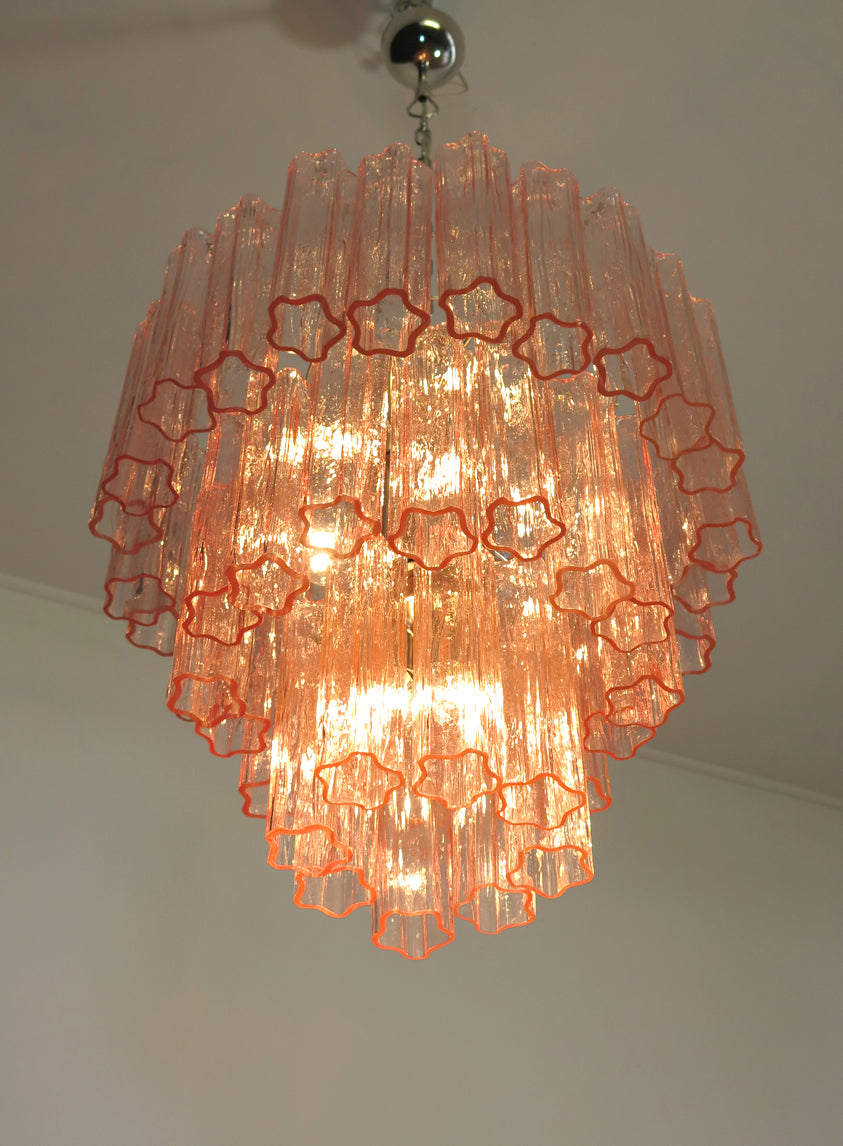 Mid-Century Murano Chandelier | Punto di Luce |  48 Pink Glass Tubes