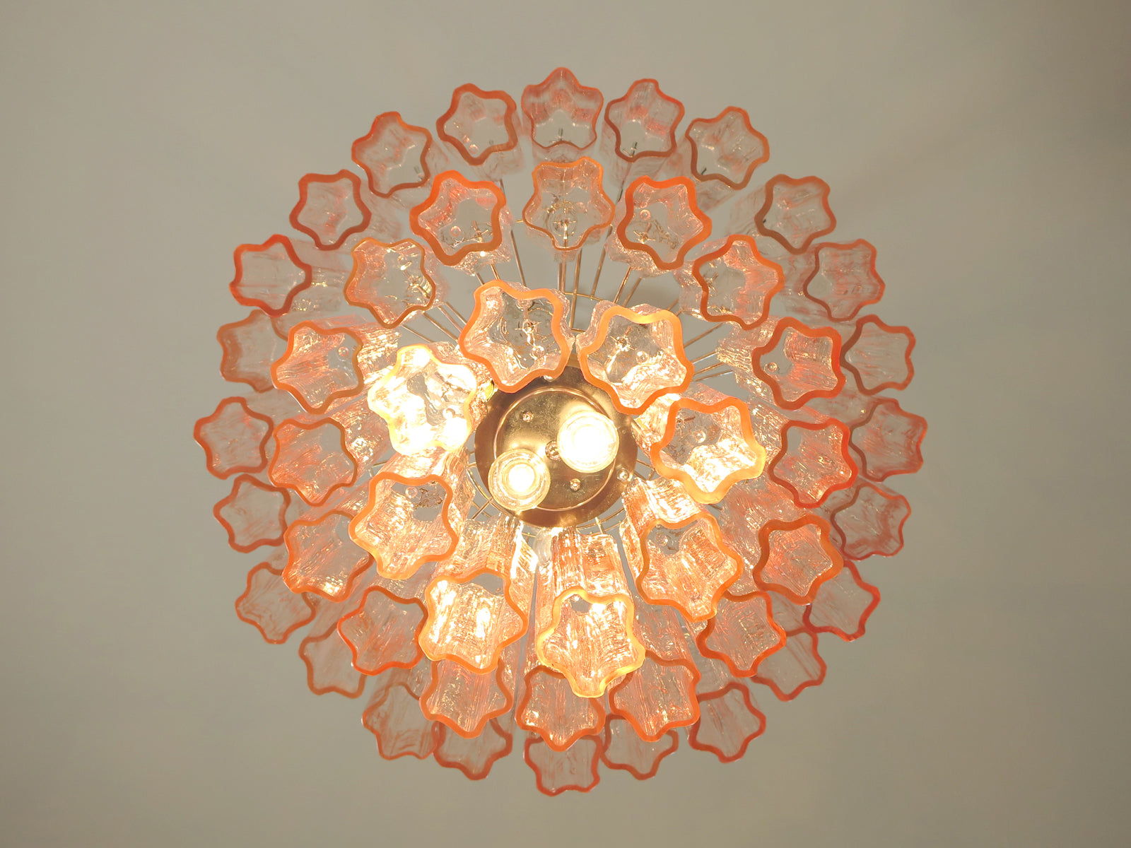 Mid-Century Murano Chandelier | Punto di Luce |  48 Pink Glass Tubes