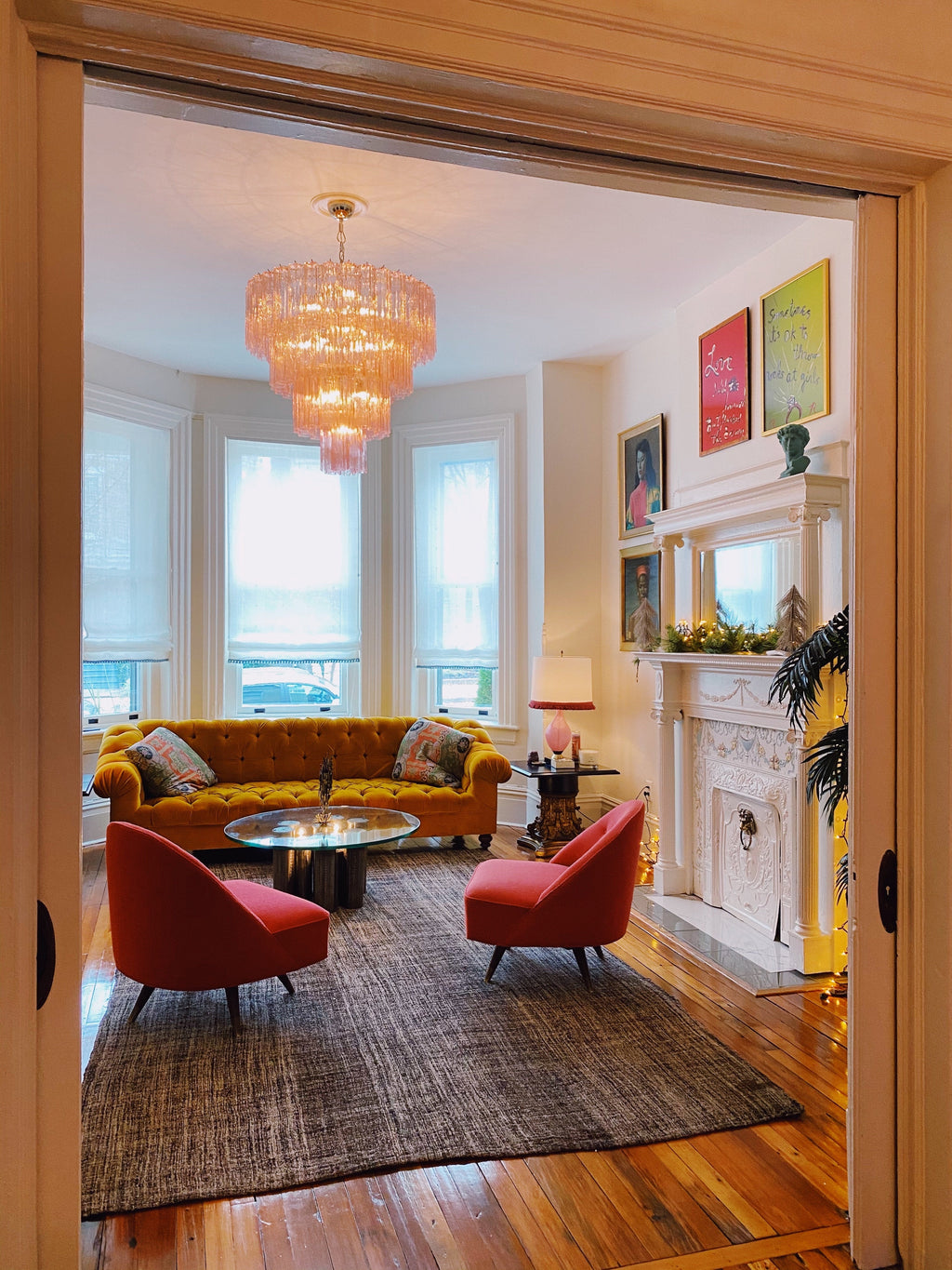 Mid-Century Murano Chandelier | Punto di Luce |  78 Pink Glass Tubes