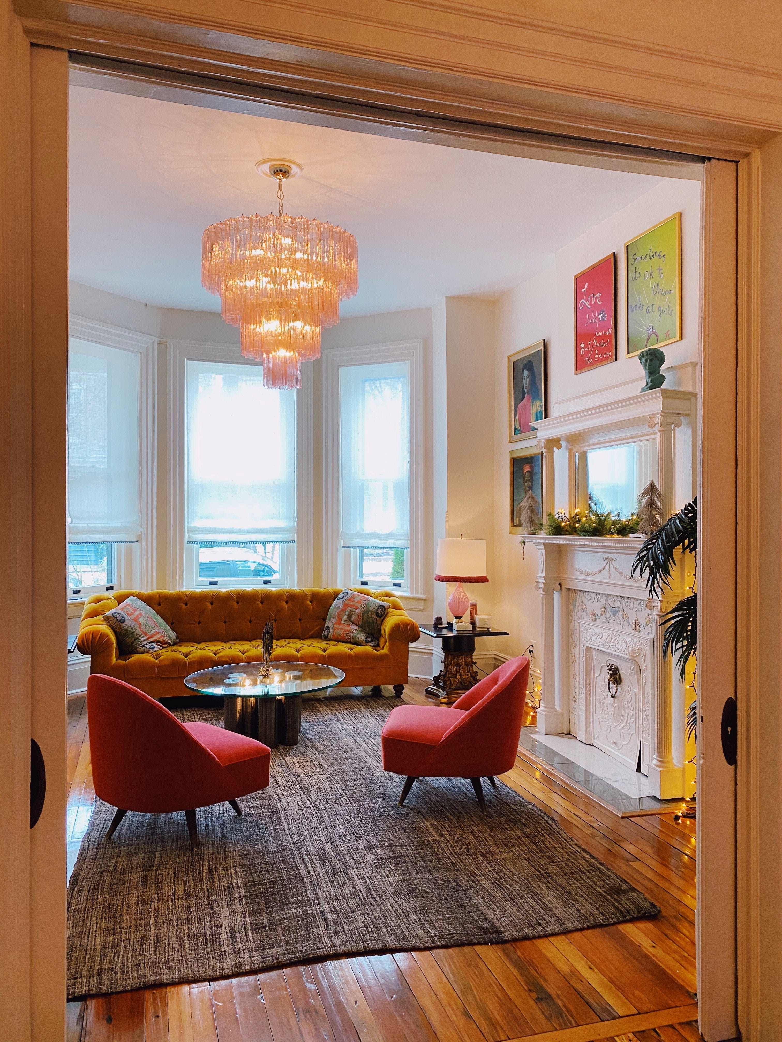 Mid-Century Murano Chandelier | Punto di Luce |  78 Pink Glass Tubes