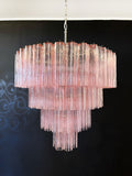 Mid-Century Murano Chandelier | Punto di Luce |  78 Pink Glass Tubes