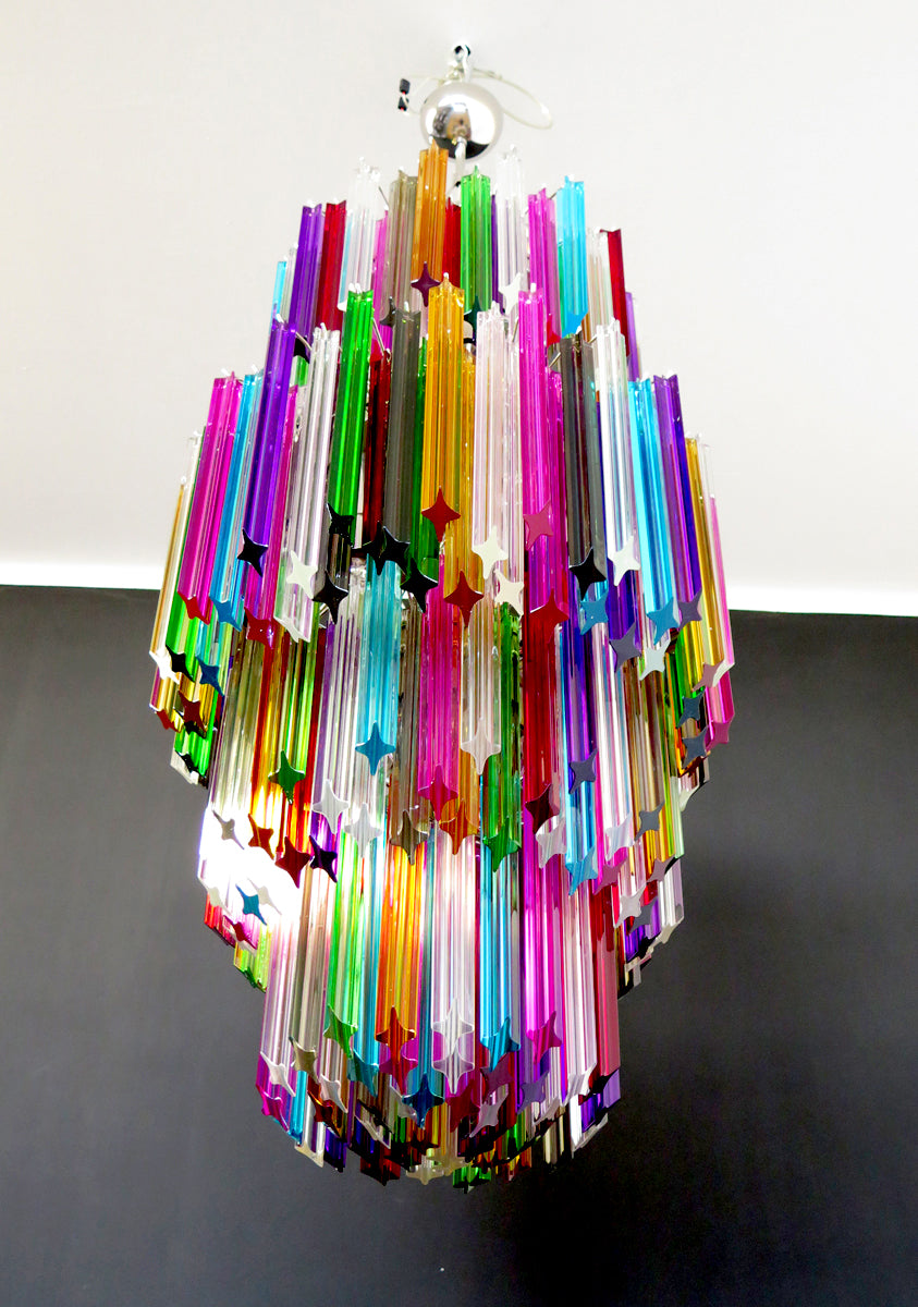 Mid-Century Murano Chandelier | Punto di Luce |  242 Multicolored Prism Glasses