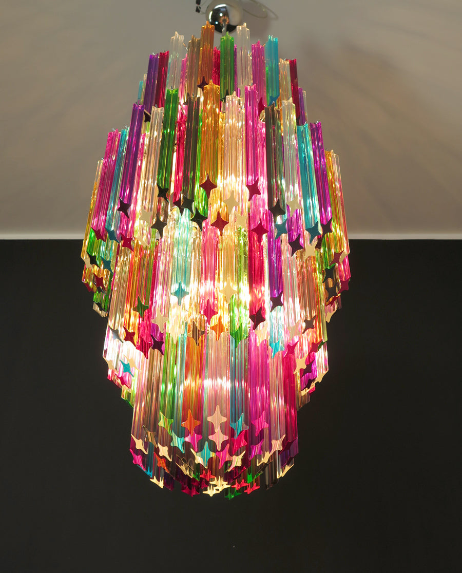 Mid-Century Murano Chandelier | Punto di Luce |  242 Multicolored Prism Glasses