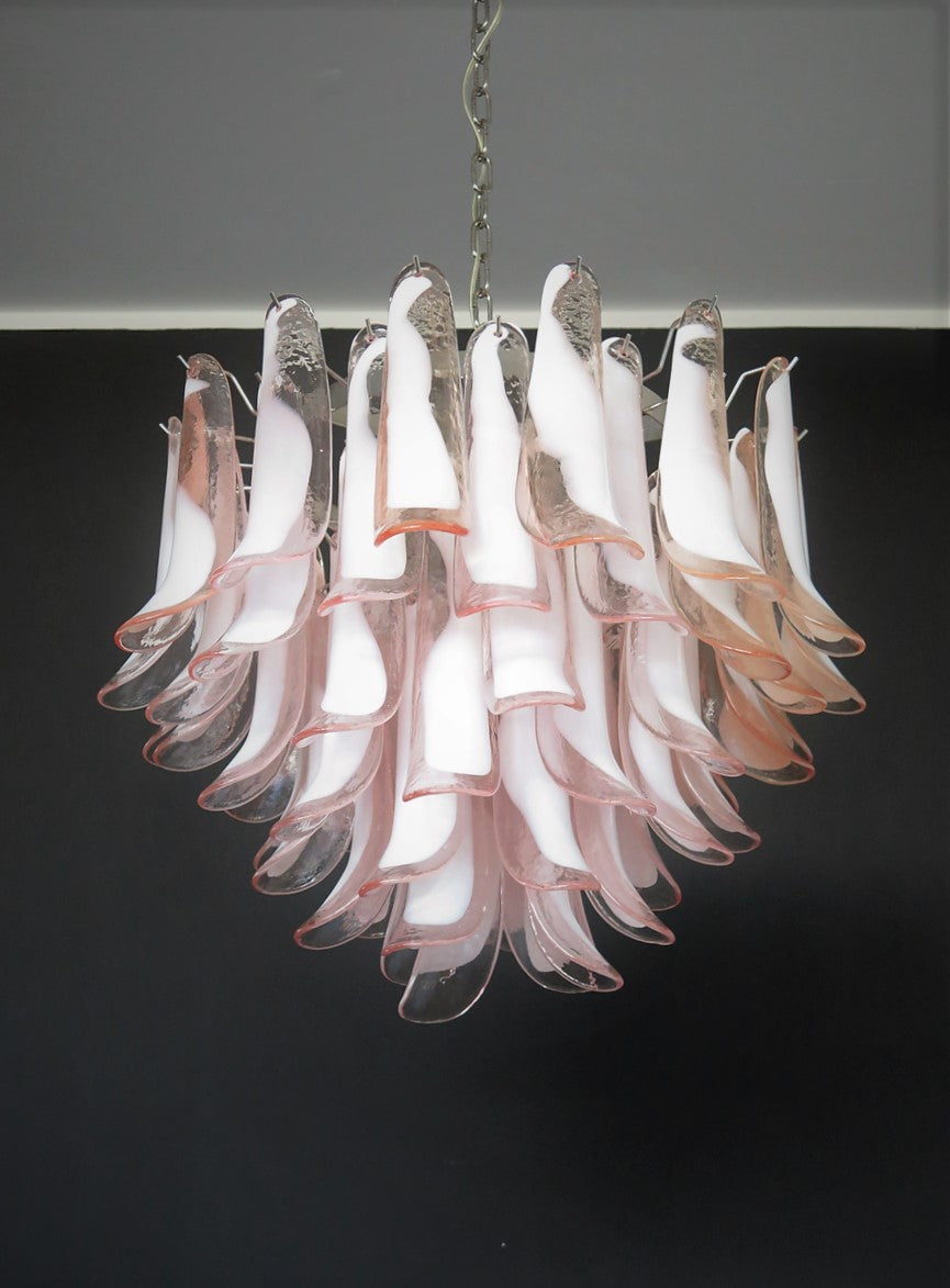 Mid-Century Murano Chandelier | Punto di Luce |  53 Pink Petal Glass