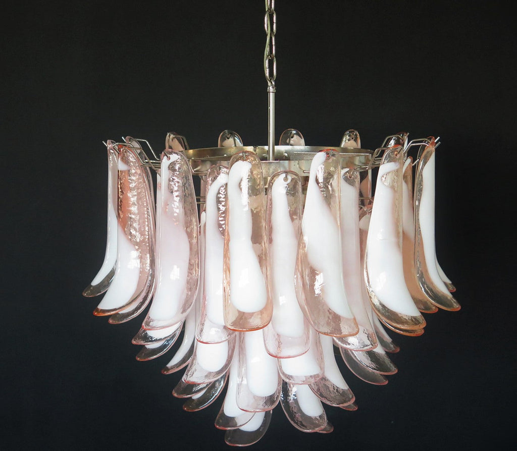 Mid-Century Murano Chandelier | Punto di Luce |  53 Pink Petal Glass