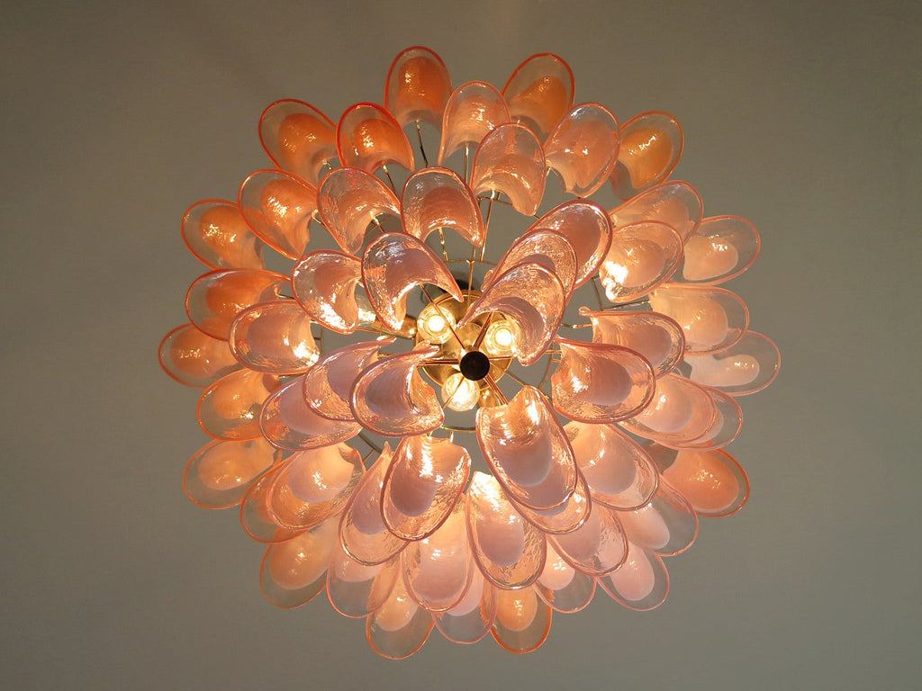 Mid-Century Murano Chandelier | Punto di Luce |  53 Pink Petal Glass