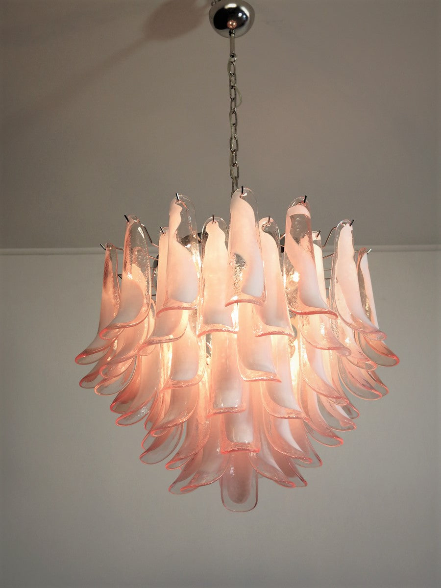 Mid-Century Murano Chandelier | Punto di Luce |  53 Pink Petal Glass