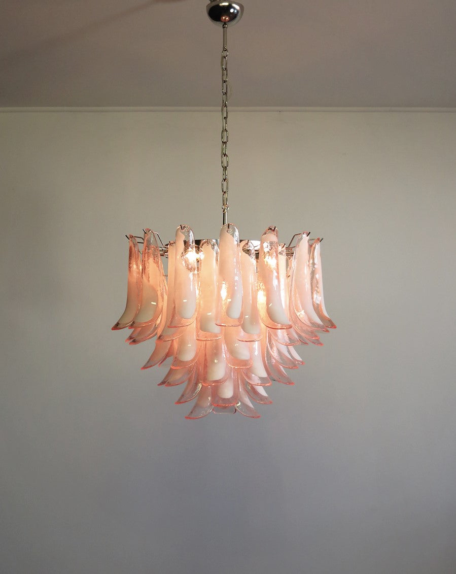 Mid-Century Murano Chandelier | Punto di Luce |  53 Pink Petal Glass